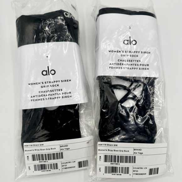 NWT Alo Strappy Siren Grip Socks Black Ballet Barre Pilates Brand New ONE PAIR - Picture 9 of 16